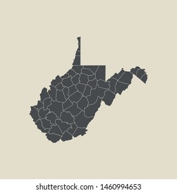 illustration vector map of West Virginia
