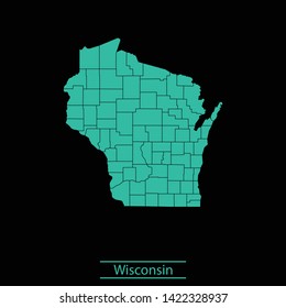 illustration vector map of Wisconsin