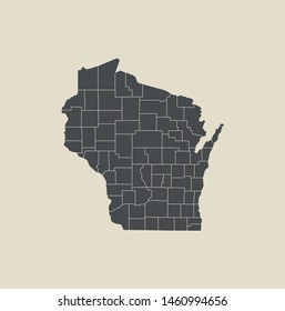 illustration vector map of Wisconsin