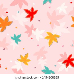 Illustration vector of Maple leaf autumn season design to seamless pattern.