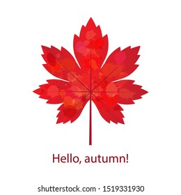 illustration of vector maple leaf in grunge style