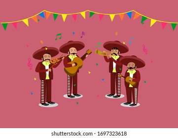 Illustration Vector Mariachi performer group