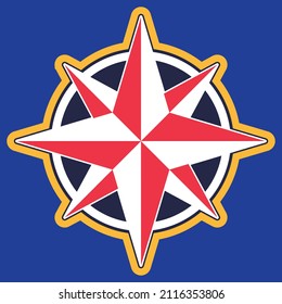 Illustration vector Marine compass patch with colors and navy background