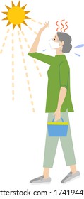 Vector de ilustración de una máscara que huele en calor de verano