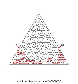 Illustration of Vector Maze Icon. Antique Labyrinth Game Puzzle with Solution 