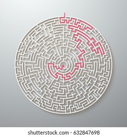 Illustration of Vector Maze Icon. Antique Labyrinth Game Puzzle with Solution 