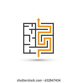 Illustration of Vector Maze Logo Isolated. Labyrinth Game Puzzle with Solution Concept