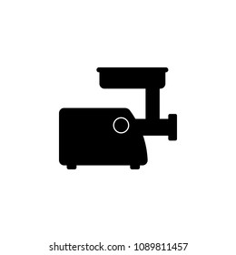 Illustration Vector meat grinder on white background in flat style. Icon kitchen equipment. Subject of to grind food, meat, fish. For the interior. Fashionable design. Vector icon. Meat grinder icon.