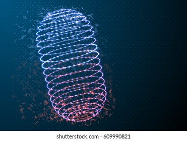 Illustration of Vector Medicine Pill. Futuristic Polygonal Network Vector Cylinder. Wireframe Pill Science Medical Concept