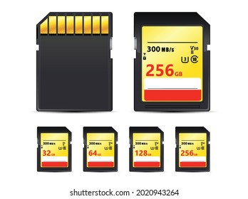 Illustration Vector Memory SD Karten einzeln auf weißem Hintergrund Diese SD Karte für verschiedene Computer, Digitalkamera und Smartphone-Geräte.