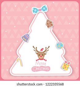 Illustration vector of Merry Christmas card on pink background.
