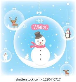 Illustration vector of Merry Christmas design with snow globes ornaments
