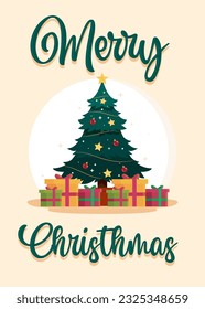 Illustration vector Merry Christmas greeting card, Background, Banner, Sticker. Vector eps 10