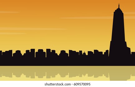 Illustration vector of Mexico city with reflection
