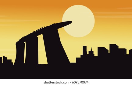 Illustration vector of Mexico city at sunset scenery