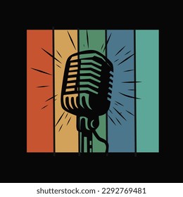 ilustración vector de la música vocal vintage de micrófono perfecto para impresión, logotipo, etc