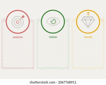 Illustration vector: Mission, Vision, Values. Web page template. Modern flat design concept.
