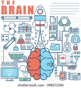 Illustration of vector modern line flat design composition and infographics elements concept of Big Idea
