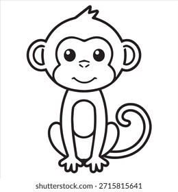 Illustration vector of a monkey line art coloring page