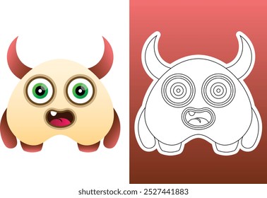 illustration vector monster design kawaii. Design for digital print and coloring book