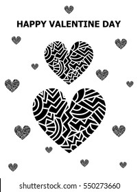 Illustration vector mosaic heart shaped sign colorful set on Happy Valentine Day card.