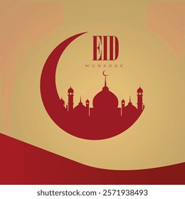 illustration of a vector mosque greeting card for EID Mubarak