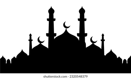 Illustration, Vektormoschee, Silhouette des islamischen Hintergrunds