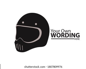 Illustration vector of motorcycle helmet. editable text and color