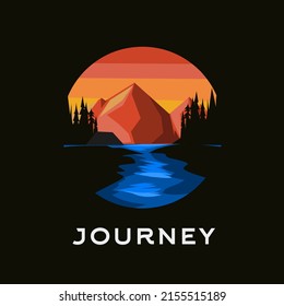 illustration vector of mountain and river suitable for background