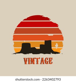 illustration vector of mountain rock in arizona,texas,perfect for print,apparel,etc