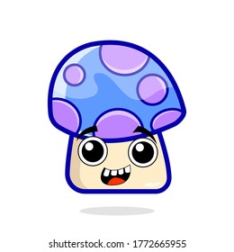 illustration vector mushroom cartoon character. cute vegetables concept. isolated on white background.