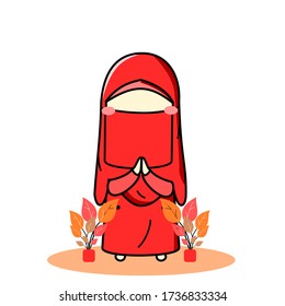 illustration vector muslimah with niqab greeting in ramadhan you need this 