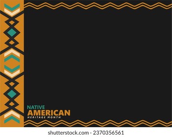 Illustration vector for Native American heritage month. copy space area with traditional pattern.  Celebrate annual in United States. Poster, card, banner and background. Vector ornament, illustration