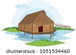 illustration vector of a native house on a white background, native indigenous Cunas, Colombia,