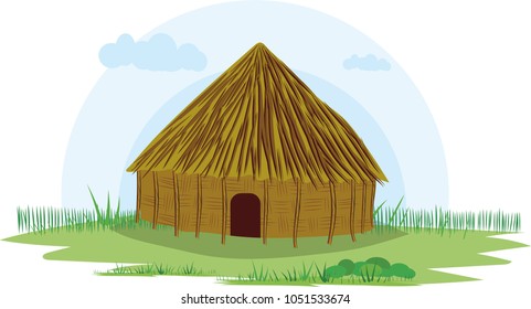 illustration vector of a native house on a white background, native indigenous Muisca, Colombia,