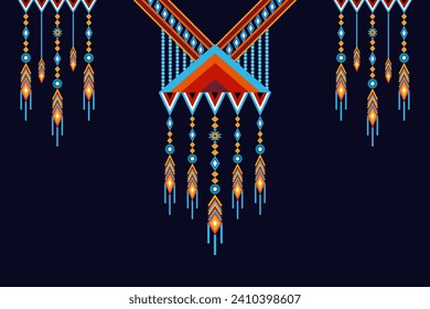 Illustration vector neckline embroidery traditional tribal pattern Aztec style for textile, fabric and cloth