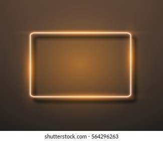 Illustration of Vector Neon Frame Icon. Glowing Neon Sign Template. Realistic Vintage Bar Advertising Frame