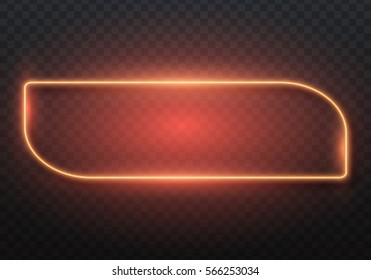 Illustration of Vector Neon Frame Icon. Realistic Vintage Bar Sign. Glowing Neon Frame Template