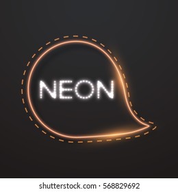 Illustration of Vector Neon Frame Icon. Realistic Vintage Bar Sign. Glowing Neon Frame Template