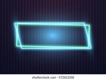 Illustration of Vector Neon Frame Icon. Realistic Vintage Bar Sign. Glowing Neon Frame Template