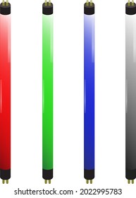 Illustration vector neon tubes multicolored full-size, side view for use in advertising or circuitry