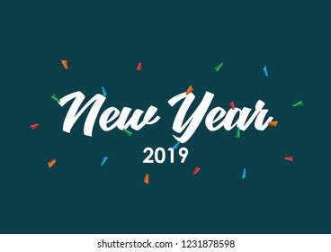 Illustration vector of New Year 2019 typography. Vector logo, emblems, text design. Can be used for banners, greeting cards, gifts, and invitation cards etc.