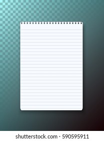 Illustration of Vector Notepad Isolated on Transparent Background. Photorealistic Paper Notebook Template. Used as Office Equipment, School Supply