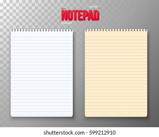 Illustration of Vector Notepad Set. Photorealistic Paper Notebook Template. Used as Office Equipment, School Supply