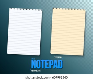 Illustration of Vector Notepad Set. Photorealistic Paper Notebook Template. Used as Office Equipment, School Supply
