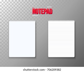 Illustration of Vector Notepad Set. Realistic Vector Empty Notepad Template. Open Spiral Notebook Mockup