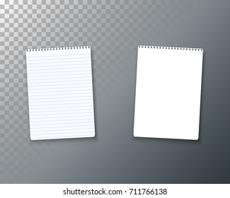 Illustration of Vector Notepad Set. Realistic Vector Empty Notepad Template. Open Spiral Notebook Mockup