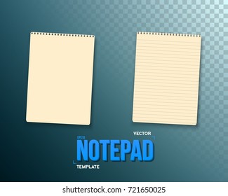 Illustration of Vector Notepad Set. Realistic Vector Empty Notepad Template. Open Spiral Notebook Mockup