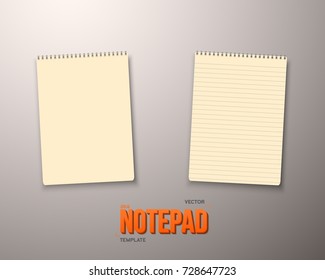Illustration of Vector Notepad Set. Realistic Vector Empty Notepad Mockup