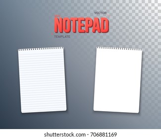 Illustration of Vector Notepad Template. Realistic Vector Blank Notepad TextBook